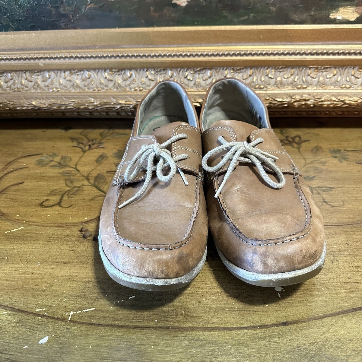 Mens Clarks Lace Up Shoes Fallston Style Leather Boat Shoe 