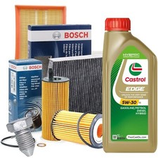 Kit tagliando olio CASTROL EDGE 5W30 5LT 4 FILTRI BOSCH GOLF 5 V 2.0 TDI 140 CV