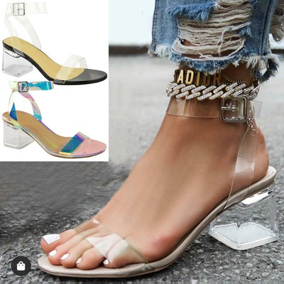 nude barely there block heels