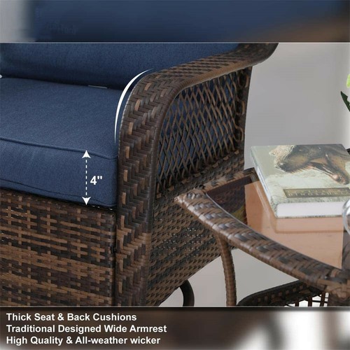 3 PCS Outdoor Swivel Rocker Patio Chairs Set Furniture Sofa Rattan