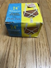 Vtg 70s 24" Floral Flower MACRAME PLANT HANGER Clay Pot NEW Box Decoration