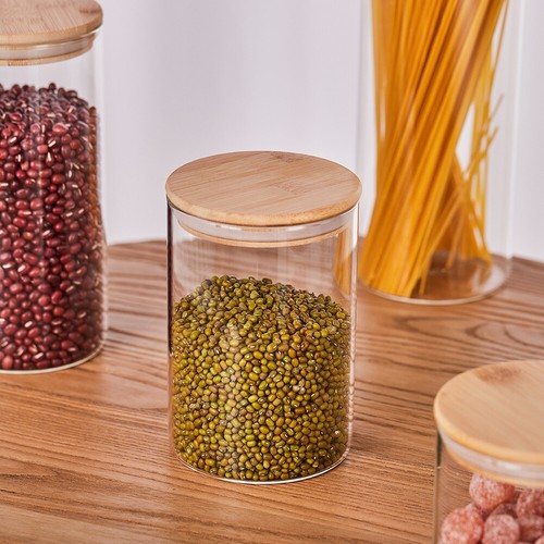 4X Sealed Clear Glass Jar Container with Airtight Bamboo Lid Sugar Candy Storage - Picture 4 of 8