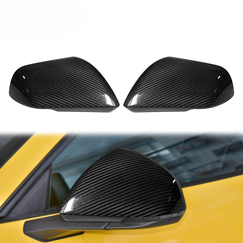 2PCS Real Carbon Fiber Side Rearview Mirror Cover Caps For Mustang S650 2024+