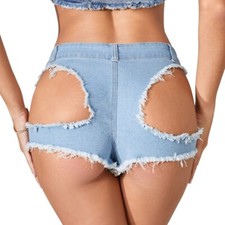 Femme Déchiré Short Jeans Découpe Boots Extensible Mini Sexy Pantalon Clubwear