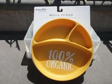 Tunno Tots by Bella Tunno Sectioned Suction Plate "100% Organic" Yellow  8" dia.