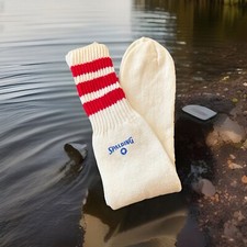 Men's VTG Spalding Tube Socks Acrylic Sports Basketball Red Striped 80s 22" USA
