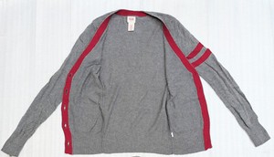 Mossimo Gray & Red Lightweight Fitted Long Sleeve Button Down V Cardigan XS