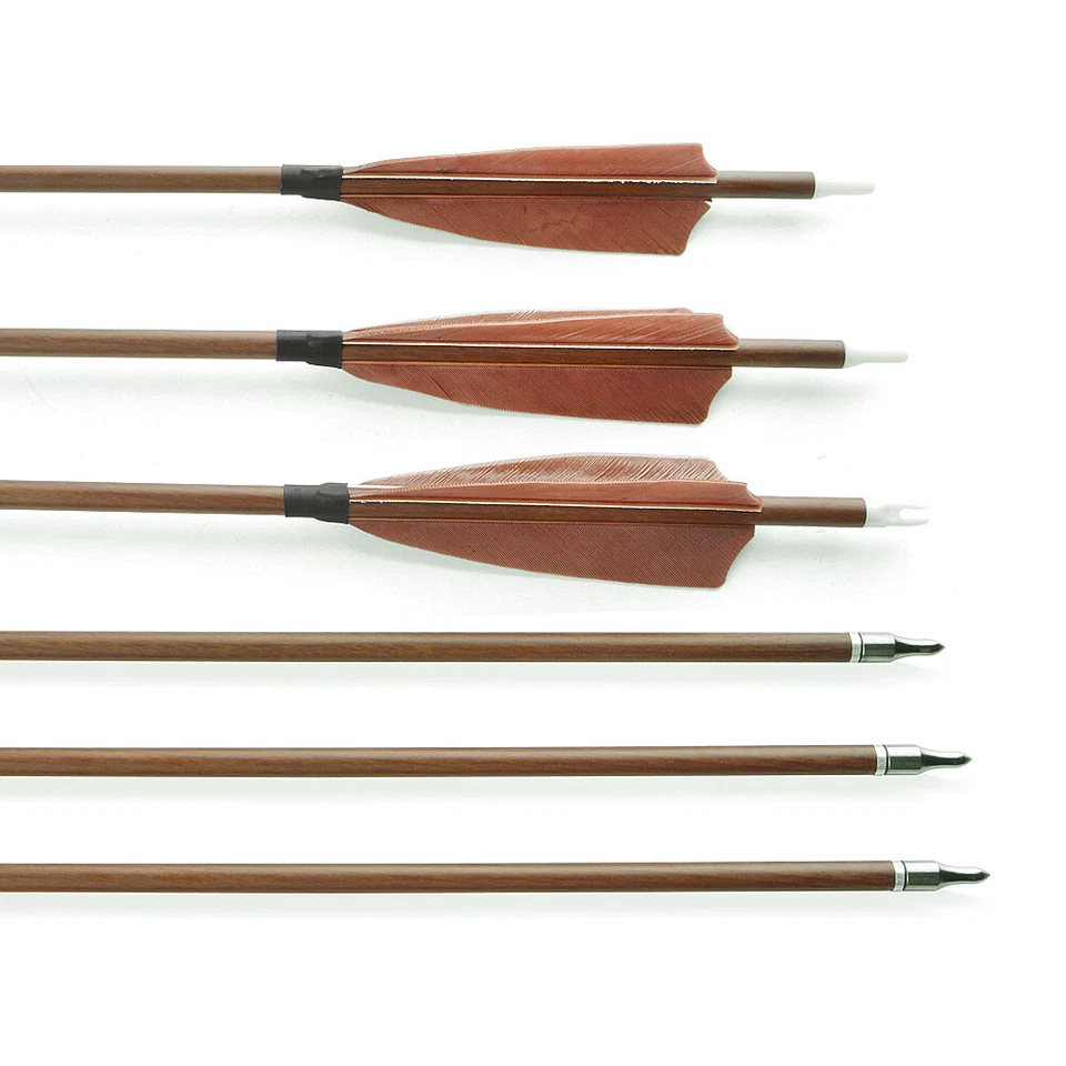 31 Zoll Pure Carbonpfeile Spine 500 Naturfedern Holzfarbe Recurve Bogenschießen - Image 2 of 4