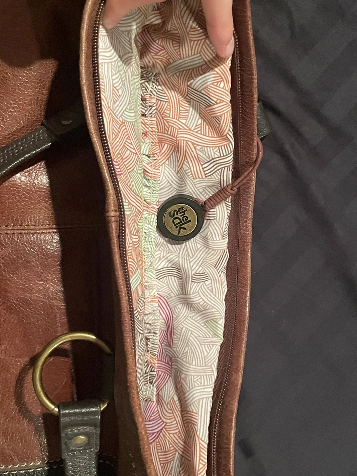 The Sak 大号虹膜米色灰褐色皮革随身包单肩包托特包手提包 — 第 4/4 张图片