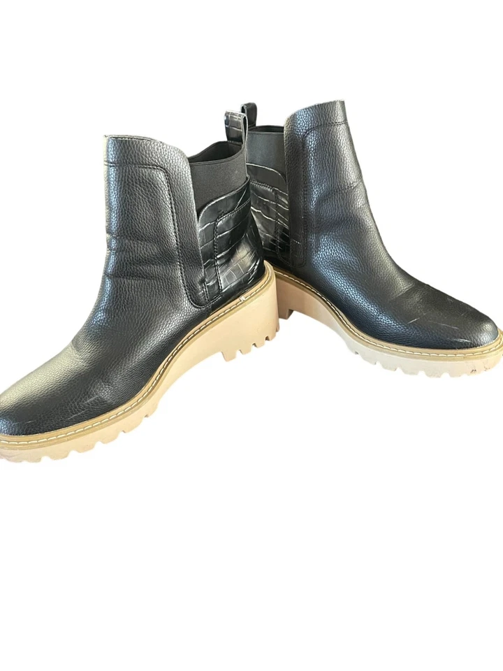 Женские черные кожаные коренастые сапоги-покас на танкетке Nicole Miller размер 10 - Изображение 4 из 4