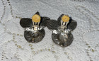 VINTAGE SIGNED EH EIVIND HILLSTAD SILVER TONE FLOWER LEAF CLIP EARRINGS — photo 4