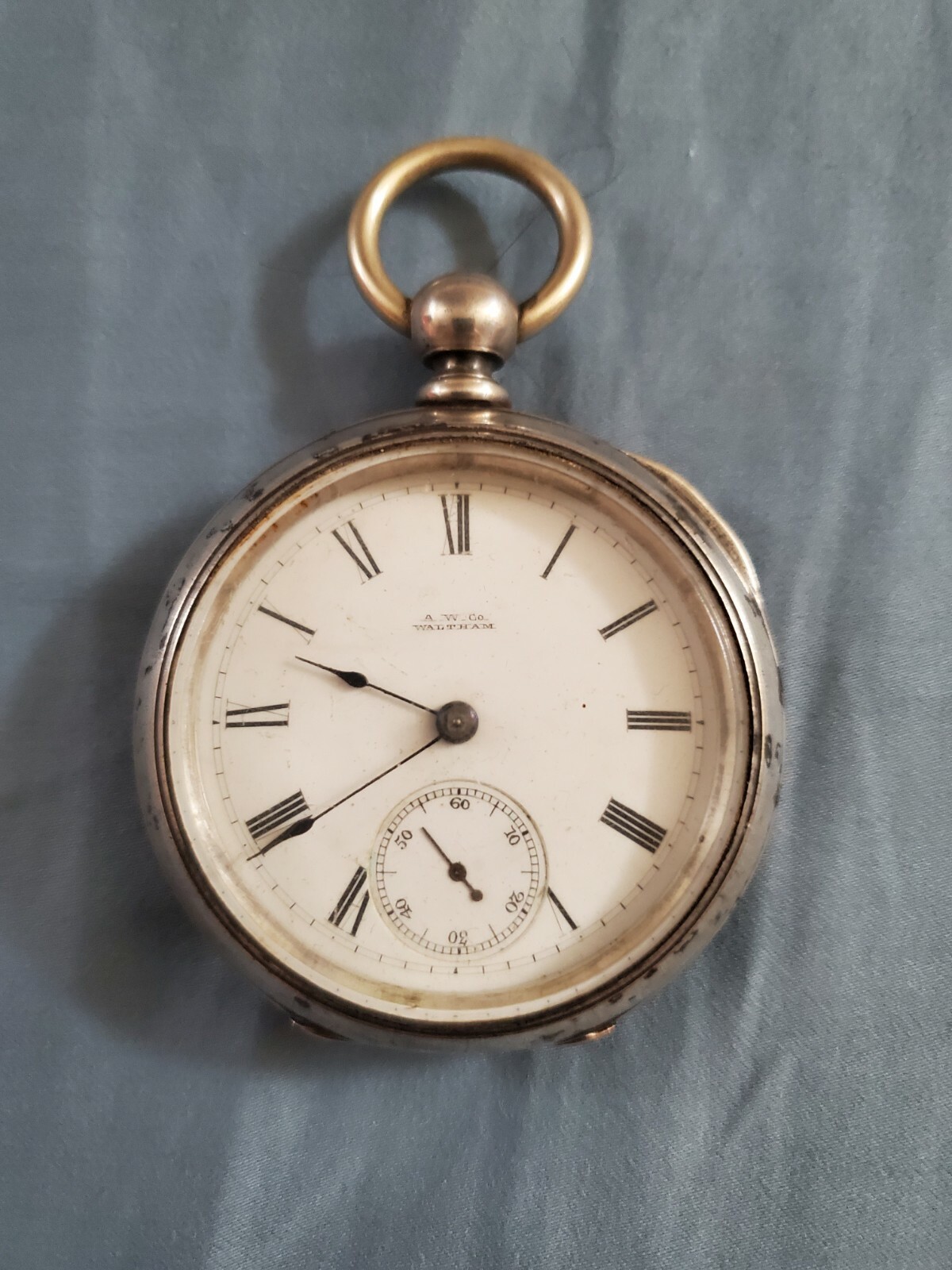 Operational 1885 Waltham P.S. Bartlett key-wind Pocket Watch in coin silver case