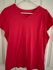 TOP by DANSKIN NOW Coral Pink SS V Neck TEE Cotton Blend XXL