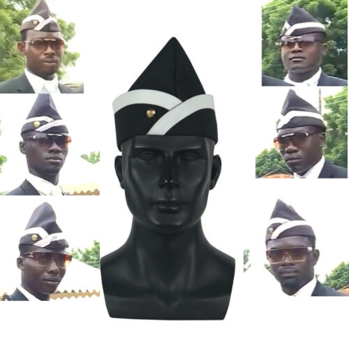 Cosplay Ghana Pallbearers Coffin Dance Black Cap Funeral Dancing Display Hat New - Picture 1 of 12