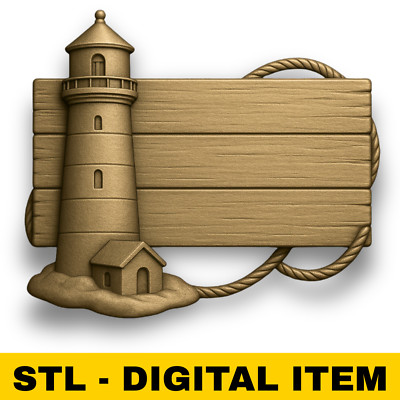 Lighthouse Blank Sign STL 3D Model Relief For CNC Router Printer Laser