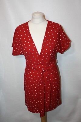 GRÖSSE 6 NASTY GAL ROT & WEISS HERZDRUCK KLEID 6323