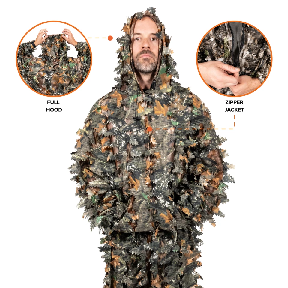 Arcturus 3D Leaf Ghillie Suit (All-Season Hardwood) Hunting Jacket & Pants Set - Image 3 of 4