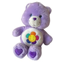 Care Bear Purple Harmony Bear flower Talking Works 13 Plush Stuffed Animal 2003