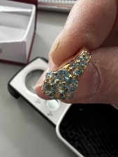 Genuine 1.00 CT Sky, Blue Topaz Cluster Ring Size 5
