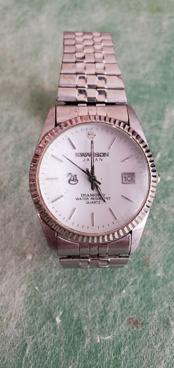 Swanson Diamond Quartz Watch Japan Water Resistant Day Flex Band