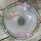 Murano Style Italy Hand Blown Glass Bowl Pastel Swirl Vintage Mid Century Modern