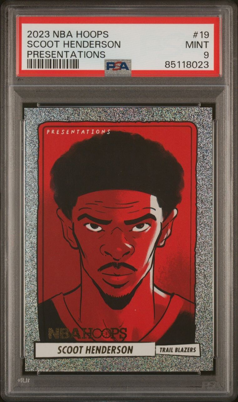 SCOOT HENDERSON RC 2023 PANINI NBA HOOPS PRESENTATIONS #19 PSA 9 SSP