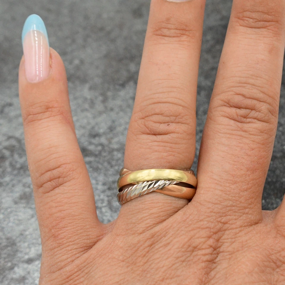 14k Tri/Multi Color Gold Italy Rolling Band/Ring Size 9 - Image 4 of 4