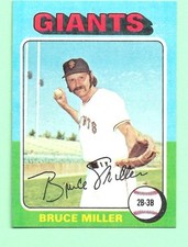 (1) BRUCE MILLER 1975 TOPPS # 606 GIANTS  ROOKIE NM CARD (N1156). rookie card picture