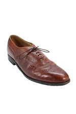 Johnston & Murphy Mens Leather Wingtip Oxford Lace Up Dress Shoes Brown Size 9