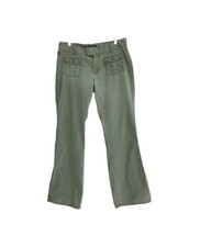 Vtg Ralph Lauren Hip Hugger Pants 8 Ripstop Cotton Army Green Preppy Y2K Bootcut