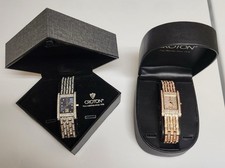 Croton Ladies Quartz Watch Set Gold Silver Crystal Bracelet Boxed Elegant Pair
