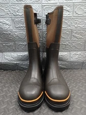 NEW TideWe Rubber Work Boots For Men-Steel Toe+Waterproof-Size 11 Brown/Black