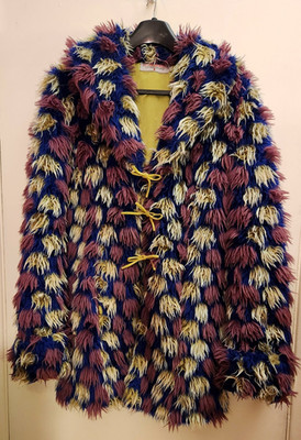 Vintage Y2K Shaggy Faux Fur Coat Rave Festival Club Jacket Oversized XS S M