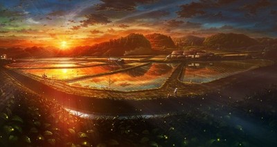 Anime japan farm landscape agro sky sunlight Play Gaming Mat Desk Game Desk