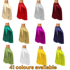 Satin Half Circle Belly Dance Skirt, Flowy Performance Wear, Dance Costume S9