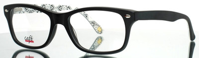 CAFE LUNETTES 3204 C1 Black Womens Rectangle Full Rim Eyeglasses 53-17-135 B:36