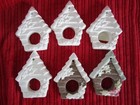 Plaster Ready to Paint 6 BIRD HOUSE Flat Christmas Ornaments Creative Crafts — photo 8