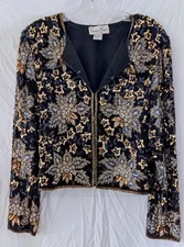 EUC Vintage Lawrence Kazar Embroidered, Beaded, and Sequined Jacket Size M/L