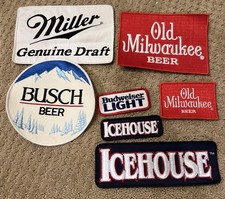 Lot Of 7 Beer Patches Embroidered Busch Mille...