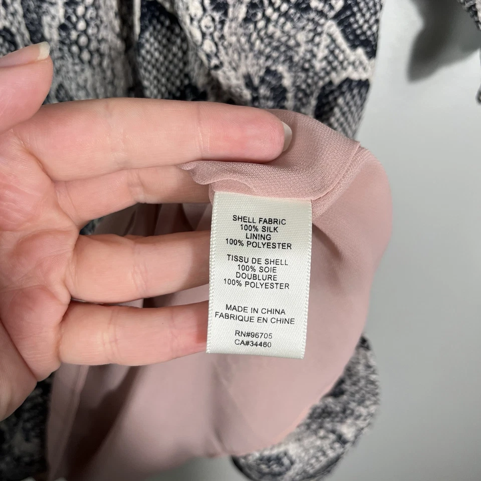 Rebecca Taylor змеиной кожи напечатано галстук v-образным вырезом длинный собранными в Рюш рукав платье размер 6 - Изображение 4 из 4