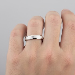 Men's Faceted Sterling Silver Wedding Band Size 10