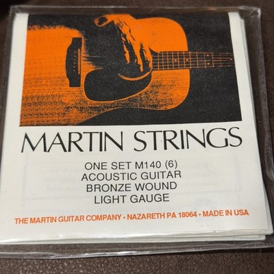 New Martin Strings Set M140 (6) Acoustic Guitar Bronze Light Gauge String New