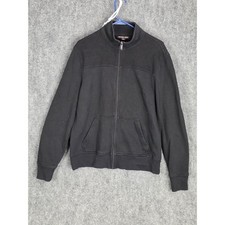 Michael Kors Mens Full Zip Mock Neck Jacket Black Ribbed Sz L Casual Athleisure