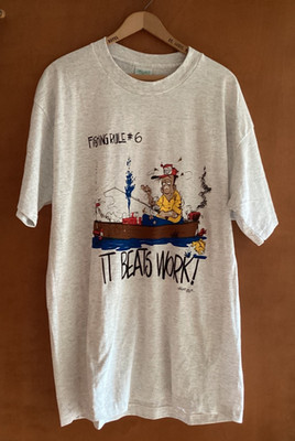 Vintage 90s Unbalanced Lines Fishing Rule #6 Single Stitch T-Shirt Men's XL