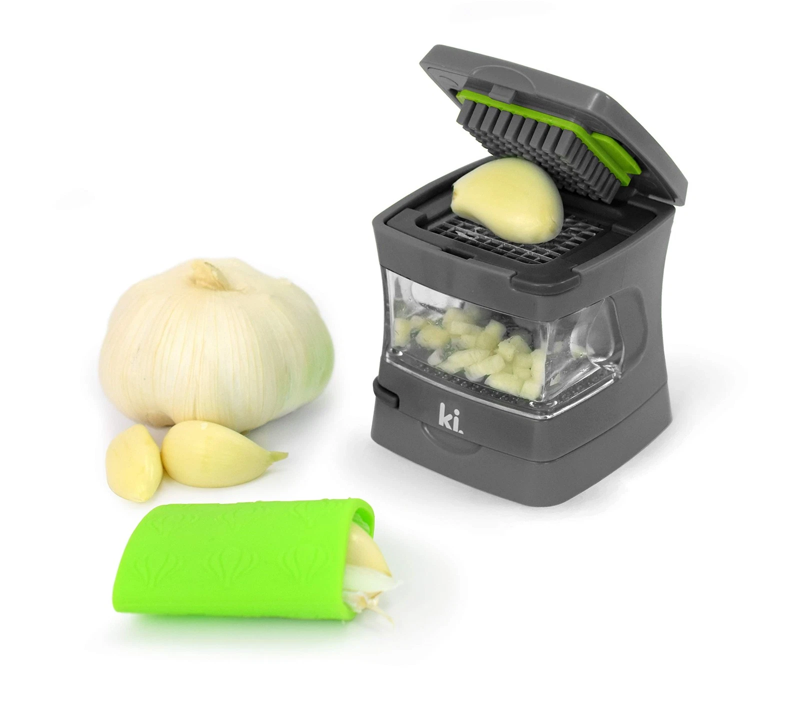 Garlic-A-Peel Garlic Press, Crusher, Cutter, Mincer, and Storage Container - ...