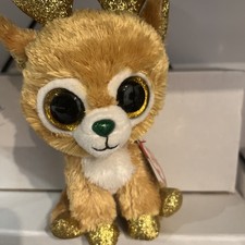 Ty Beanie Boos Glitzy The Reindeer Big Gold Sparkle Eyes With Tag Tysilk