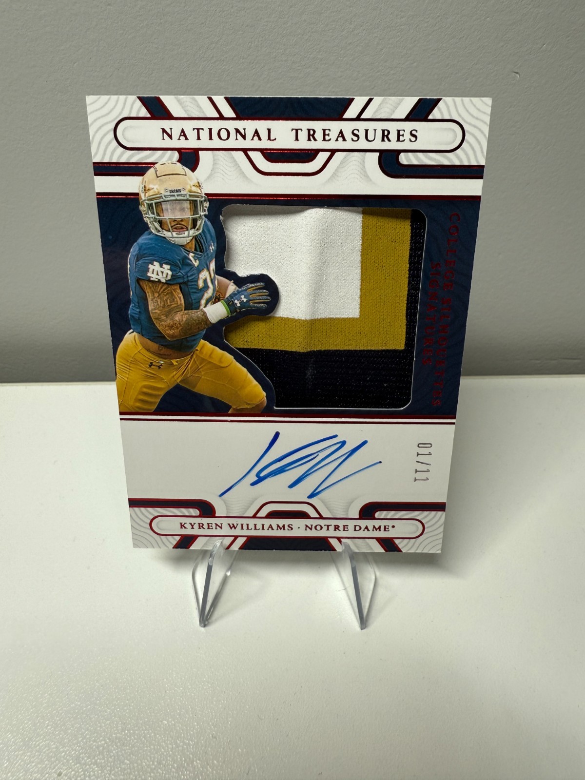 Kyren Williams Panini National Treasures Collegiate College Silhouettes Signatures Relics #SSKWI Red