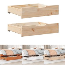 2er Set Bettkasten Bett Schublade Massivholz Kiefer Bettschubladen mit Rollen