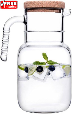 SECEN LONDON - 1.5 Liter/84 Oz,Glass Pitcher with Lid, Easy Clean Heat Resistant