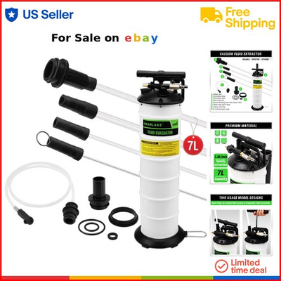 #ad Fluid Extractor Pump Oil Change Tool Pneumatic Manual Vacuum 7L Capacity $92.97